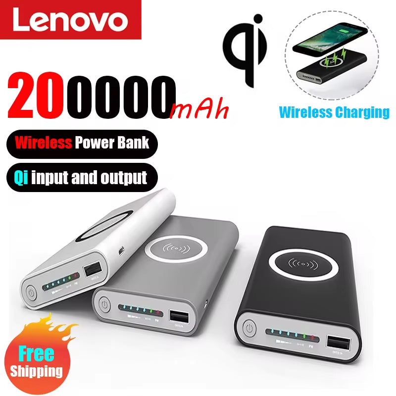 Large Capacity Power Bank 200000Mah Portable Charger 120W Fast Charging Wireless Powerbank for Iphone Huawei Samsung