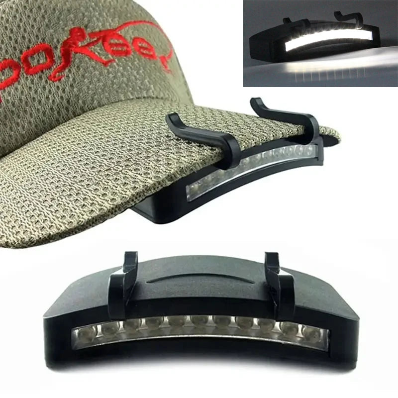 11-LED Clip-On Cap Lamp Convenient Headlamp Outdoor Walking Lamp Baseball Cap Lamp Cycling Lamp Flashlight Fishing Head Lamp