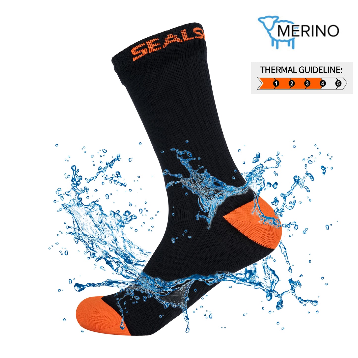 SEALSHELL Waterproof Socks，Hiking Fishing Cycling Skiing Wading Camping Winter Warm Sport Socks for Men and Women