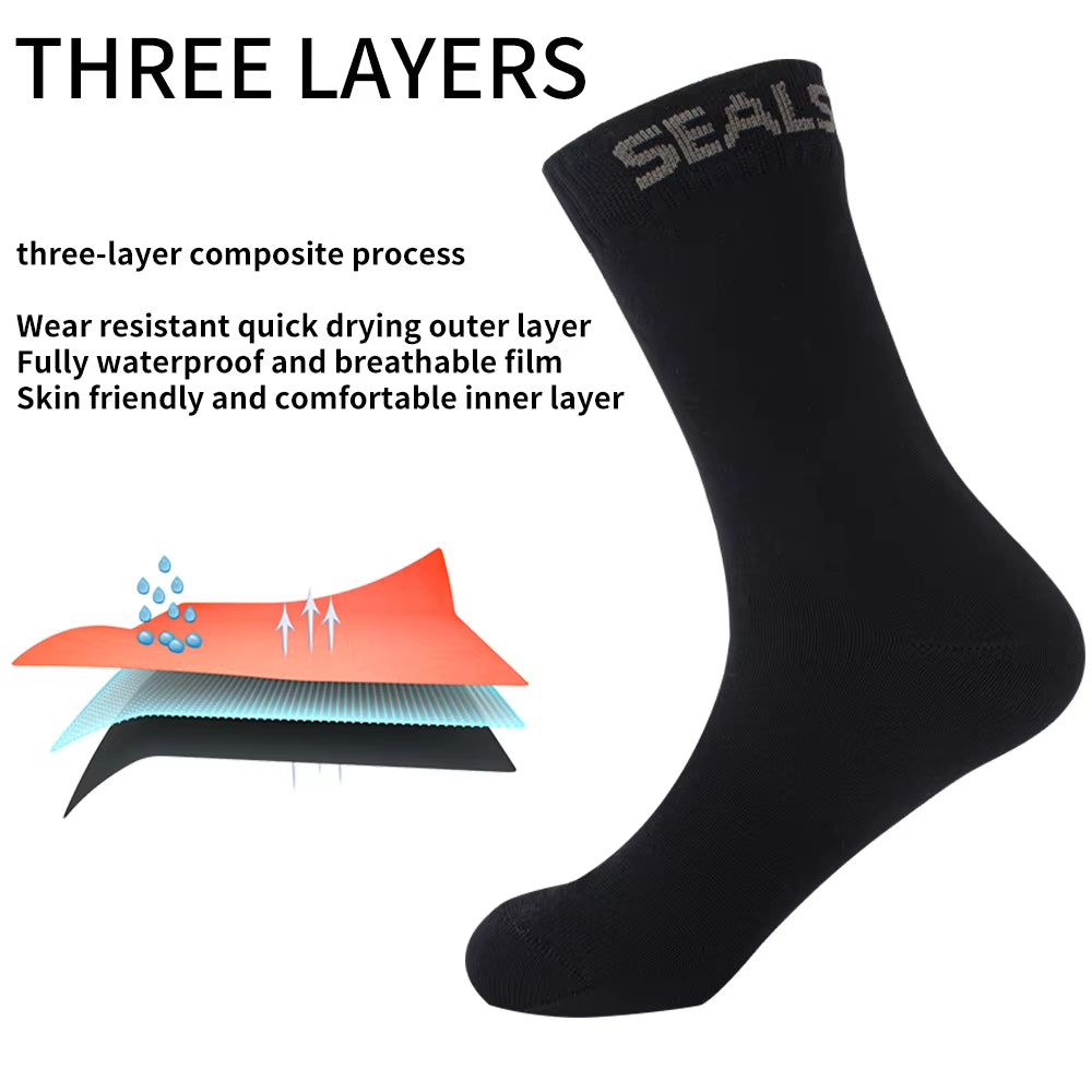 SEALSHELL Waterproof Socks，Hiking Fishing Cycling Skiing Wading Camping Winter Warm Sport Socks for Men and Women