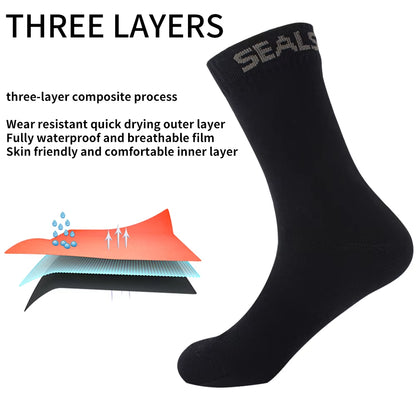 SEALSHELL Waterproof Socks，Hiking Fishing Cycling Skiing Wading Camping Winter Warm Sport Socks for Men and Women